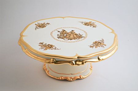 ТОРТНИЦА НА НОЖКЕ MATT WHITE GOLD, см33 х 33см х h=14см, Bruno Costenaro, Италия, Артикул: TM863