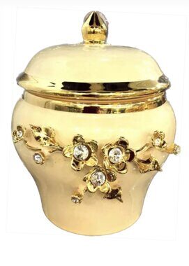 ШКАТУЛКА, ЧАША С КРЫШКОЙ HAND FLOWERS CREAM GOLD, 12,5см х h=16см, Bruno Costenaro, Италия, Артикул: T831