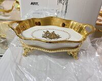 БЛЮДО НА НОЖКАХ WHITE GOLD, см25,5 x 18 x h=7,5см, Bruno Costenaro, Италия, Артикул:  TM1013